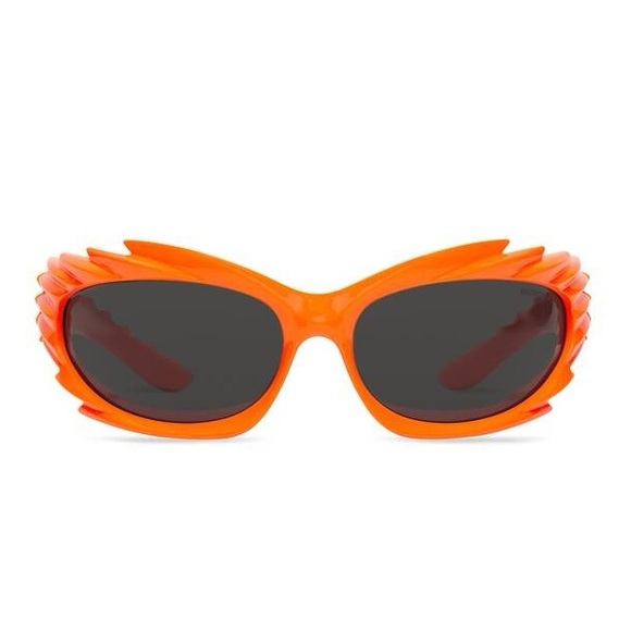 NEW BALENCIAGA SPIKE RECTANGLE SUNGLASSES IN ORANGE - Picture 3 of 9